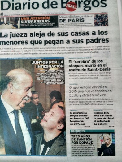 Portada diario de Burgos Vicente .Del Bosque